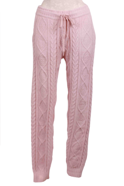 Pink Clay Cable Knit Lounge Band Pants by PJ Salvage