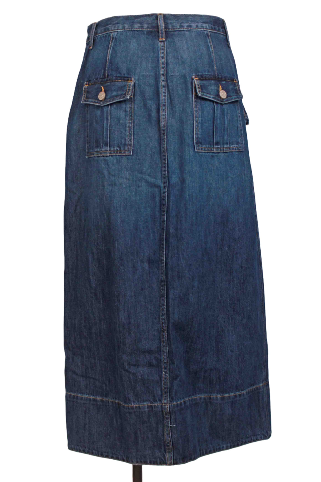 back view of Irvin Wash Rachel Utility Maxi Skirt by Noend Denim