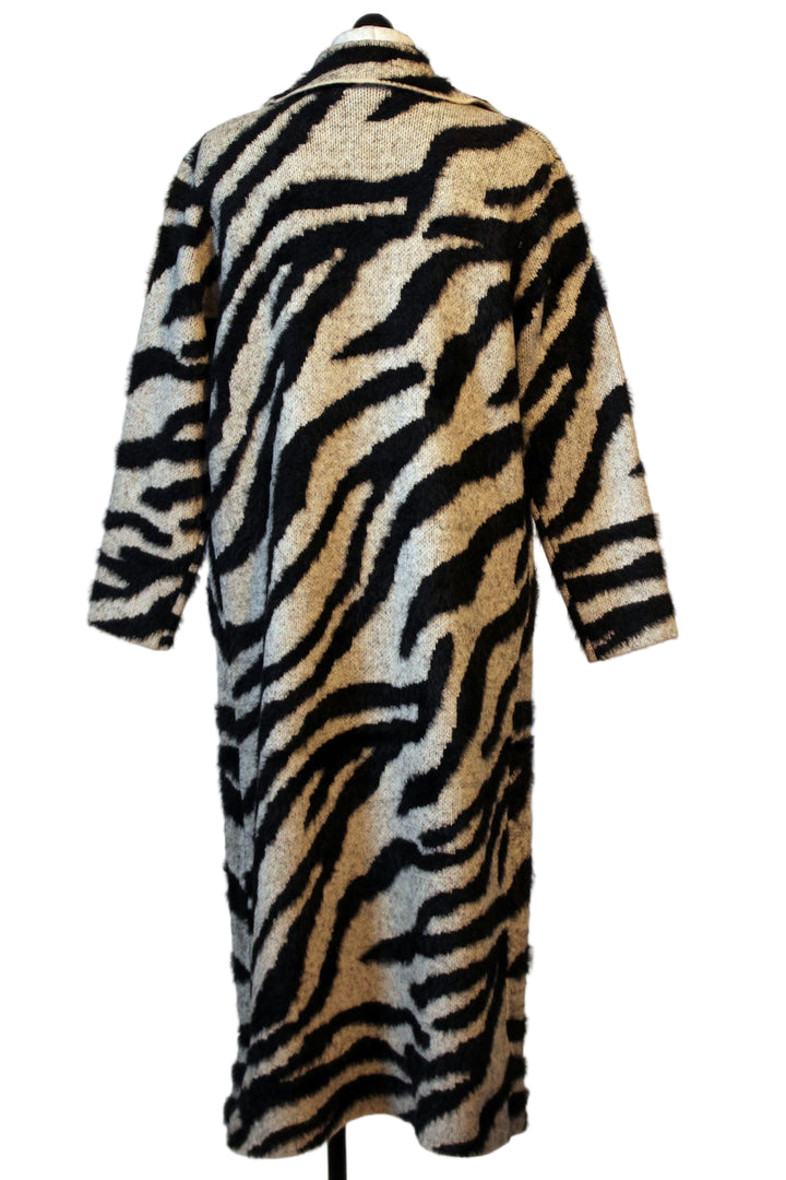 back view of Shadow Zebra Rashad Long Sweater Jacket by John and Jenn