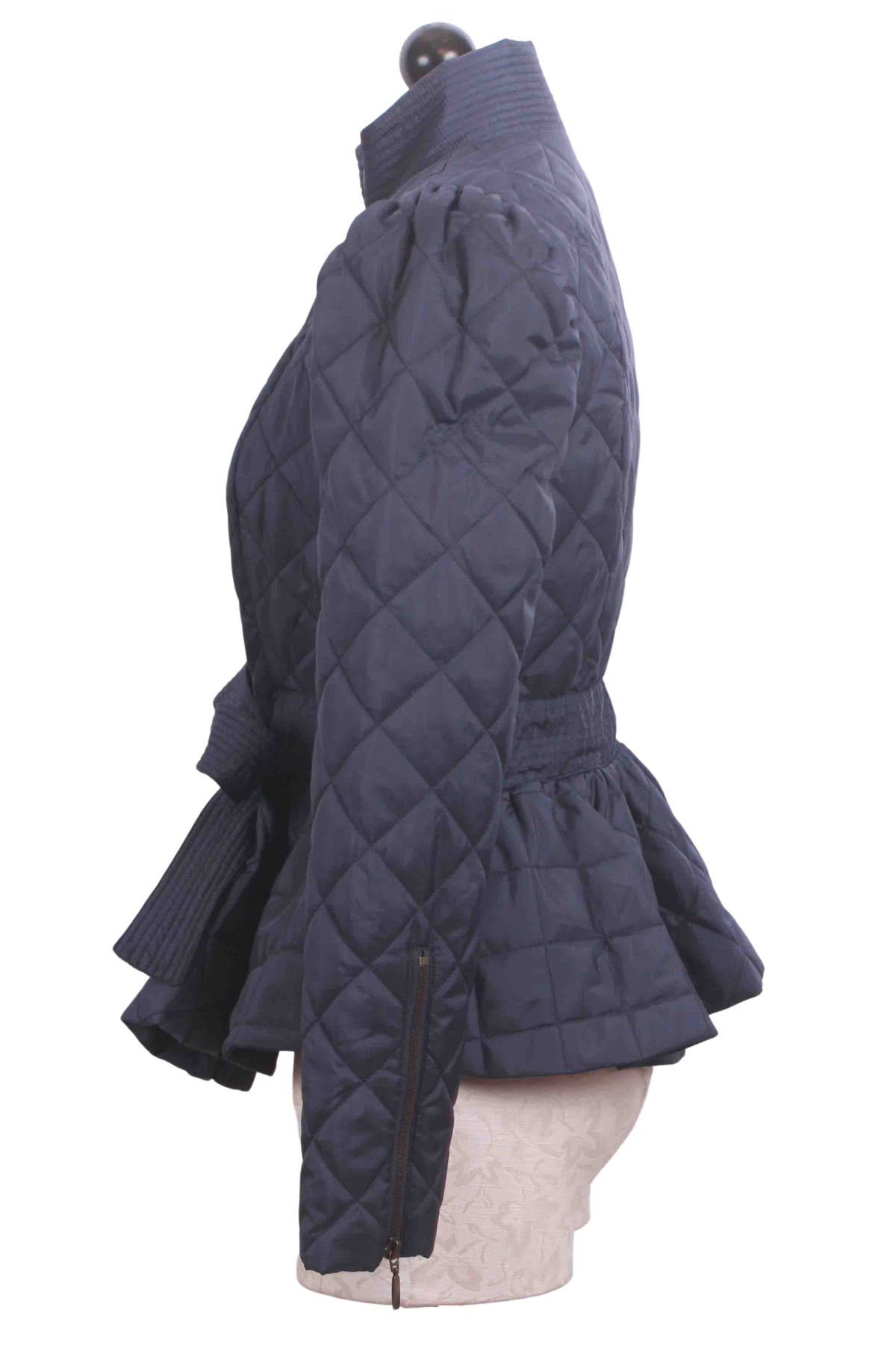 side view of Midnight Ink Quilted Raven Jacket by Marie Oliver
