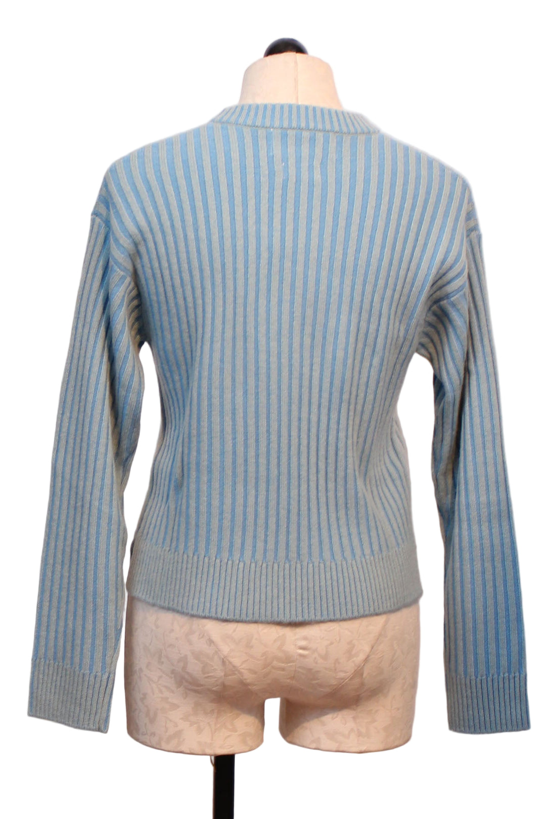 back view of River colored MC Plaited Dulce Crewneck Sweater by Colorush