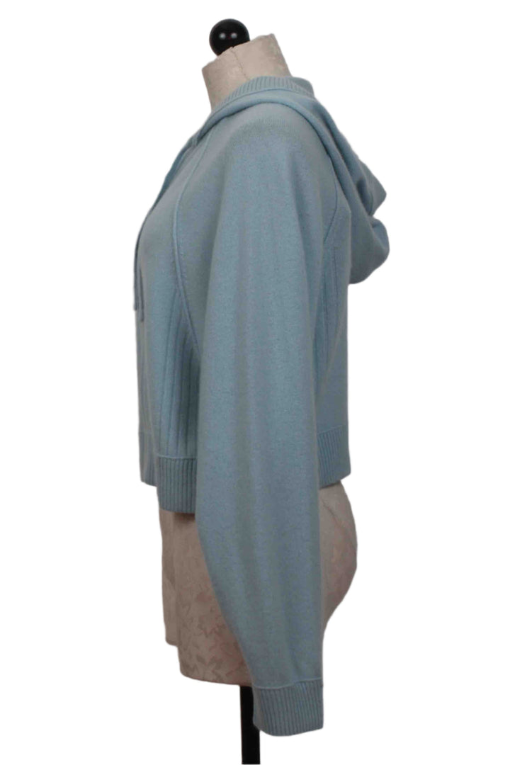 side view of Skylight colored Robbie Seam Zip Front Hoodie by Colorush