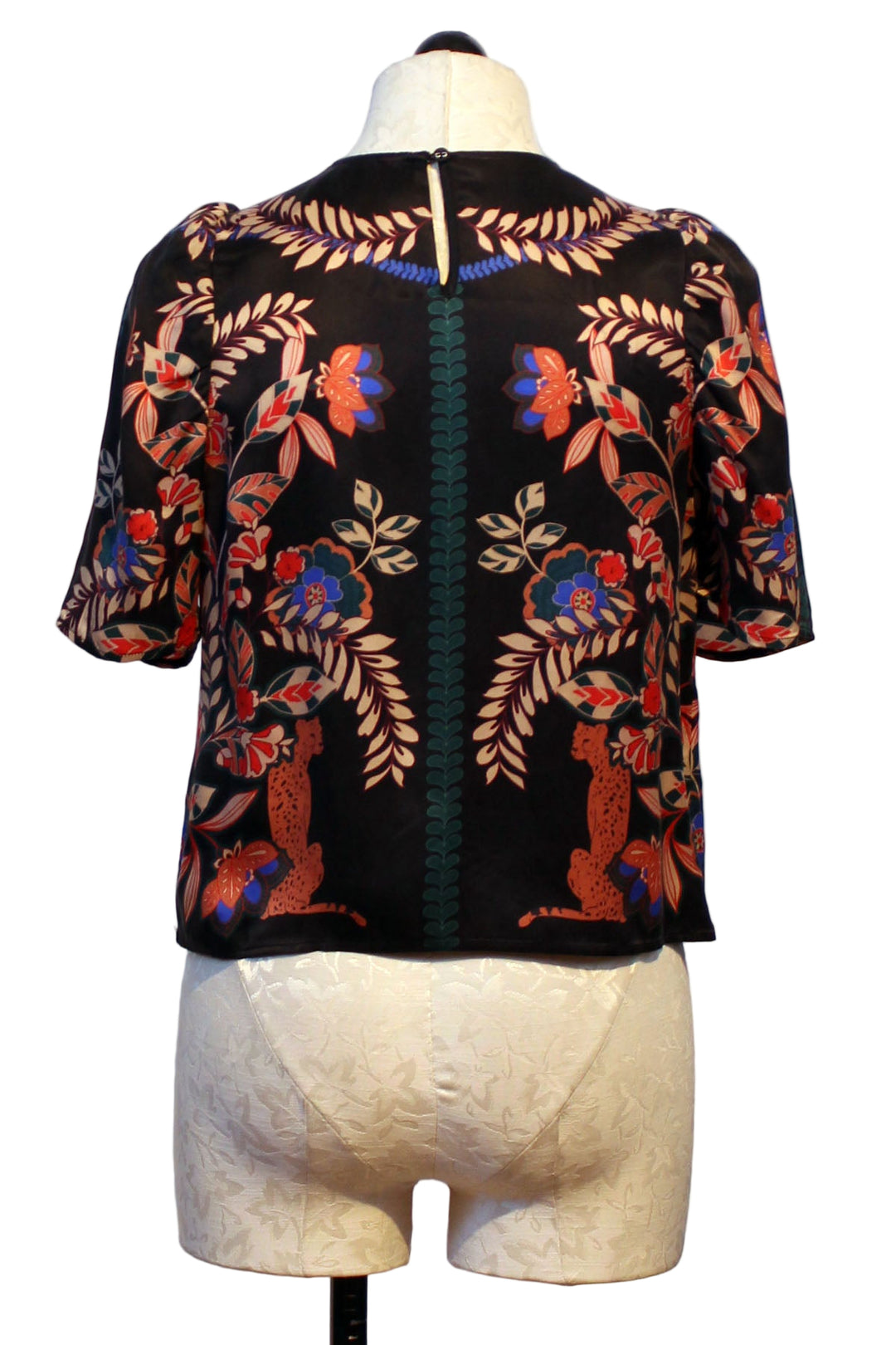 back view of Short Sleeve Robine Top by Caballero in the Zulu Prince Cheetah Print