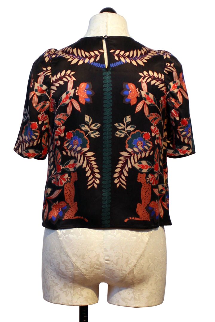 back view of Short Sleeve Robine Top by Caballero in the Zulu Prince Cheetah Print