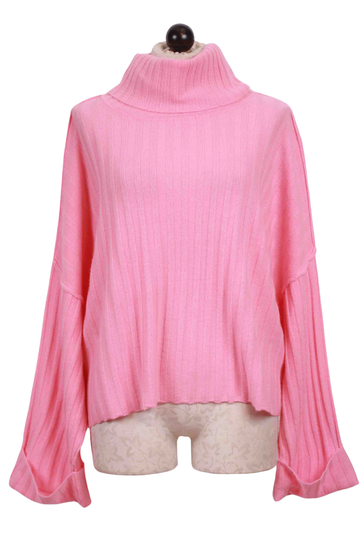 Bellini Pink Rosie Ribbed Roll Neck Sweater by Crush