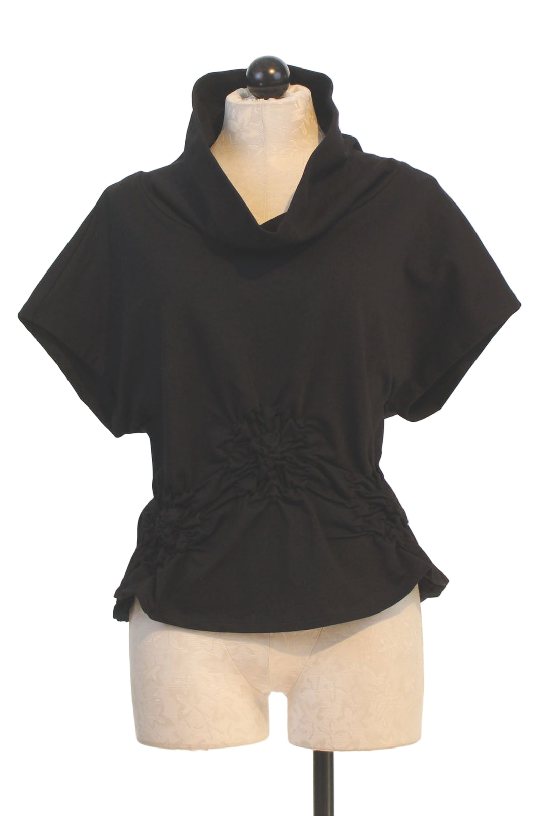 Nite colored Roygen Top by Kozan with ruched rosette-like detail along the bottom