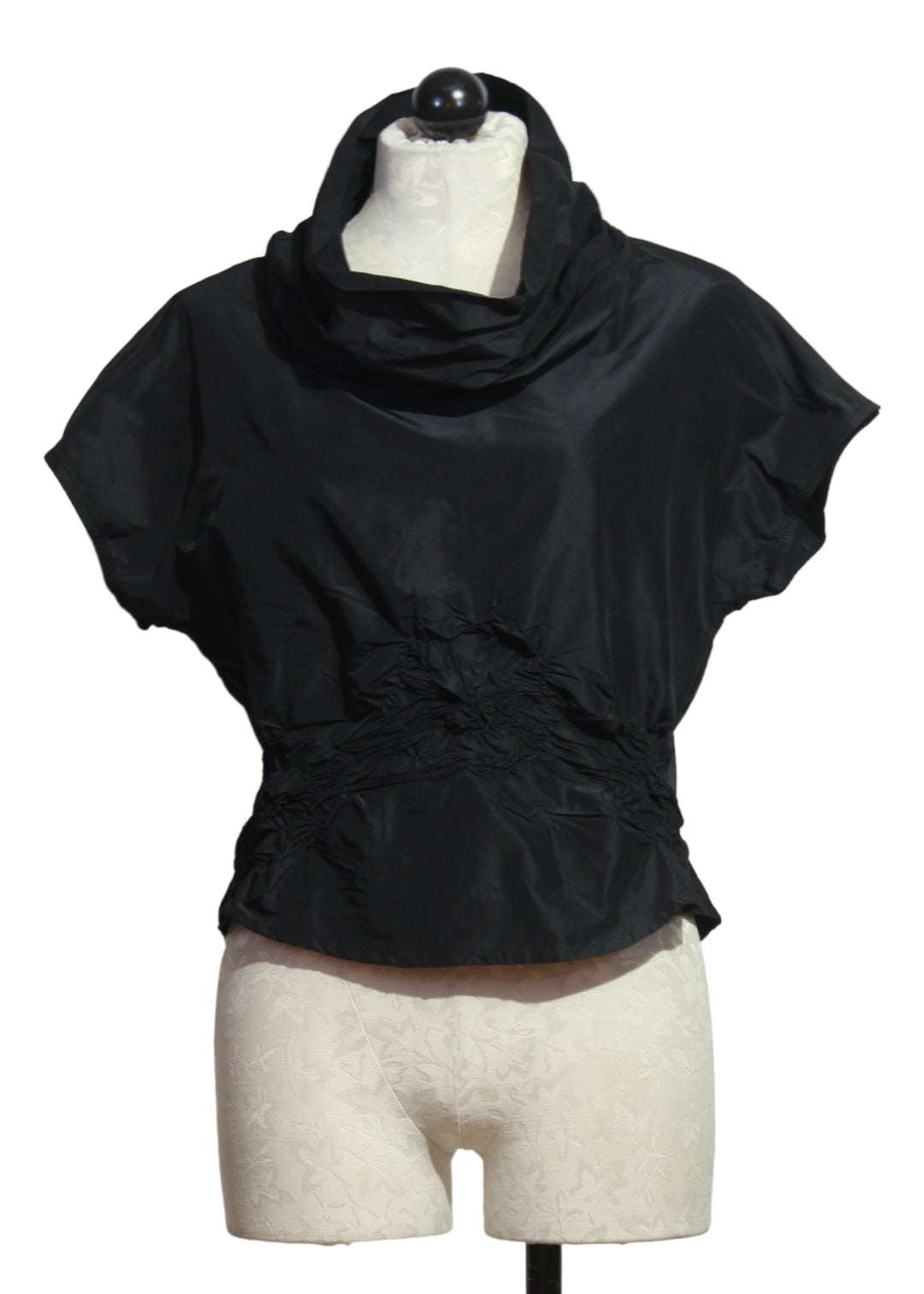 Jet colored Cropped Roygen Cowl Neck Top by Kozan