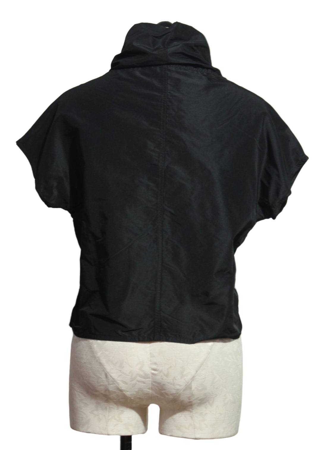 back view of Jet colored Cropped Roygen Cowl Neck Top by Kozan