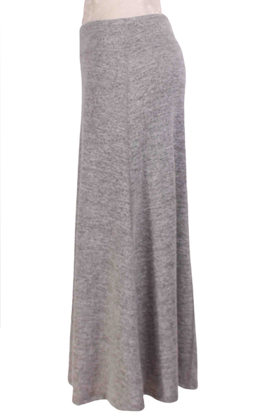 side view of Long A-Line Brushed Grey Skirt by Inoah