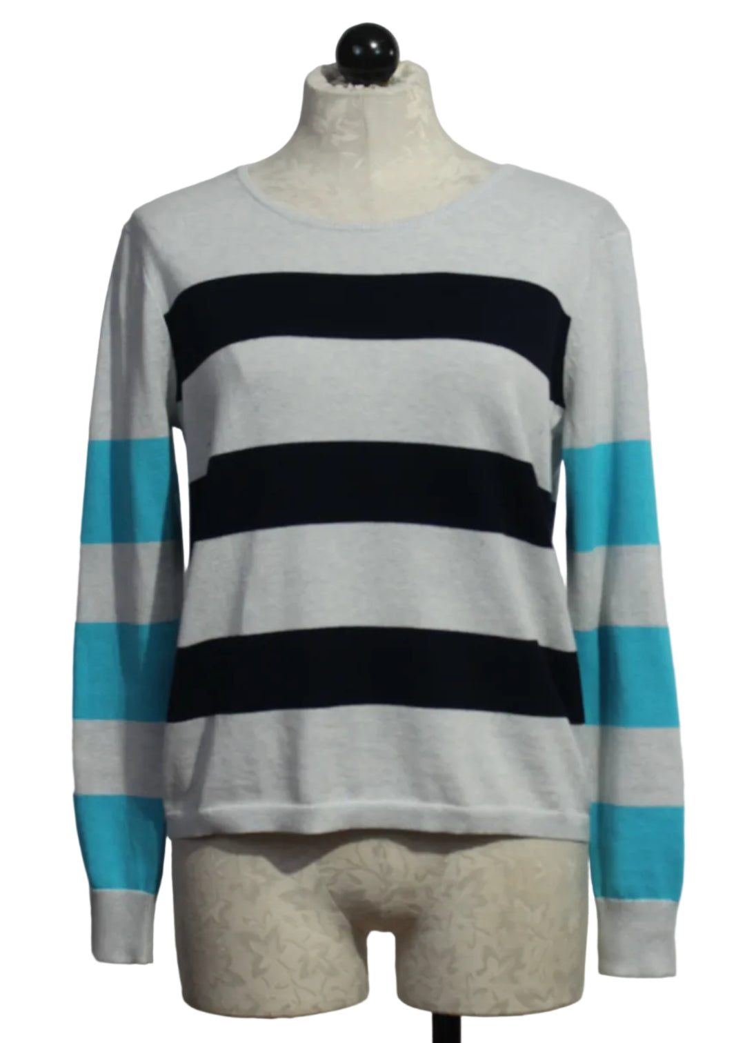 Blue Ice and Navy Cult Classic Striped Sweater by Lisa Todd