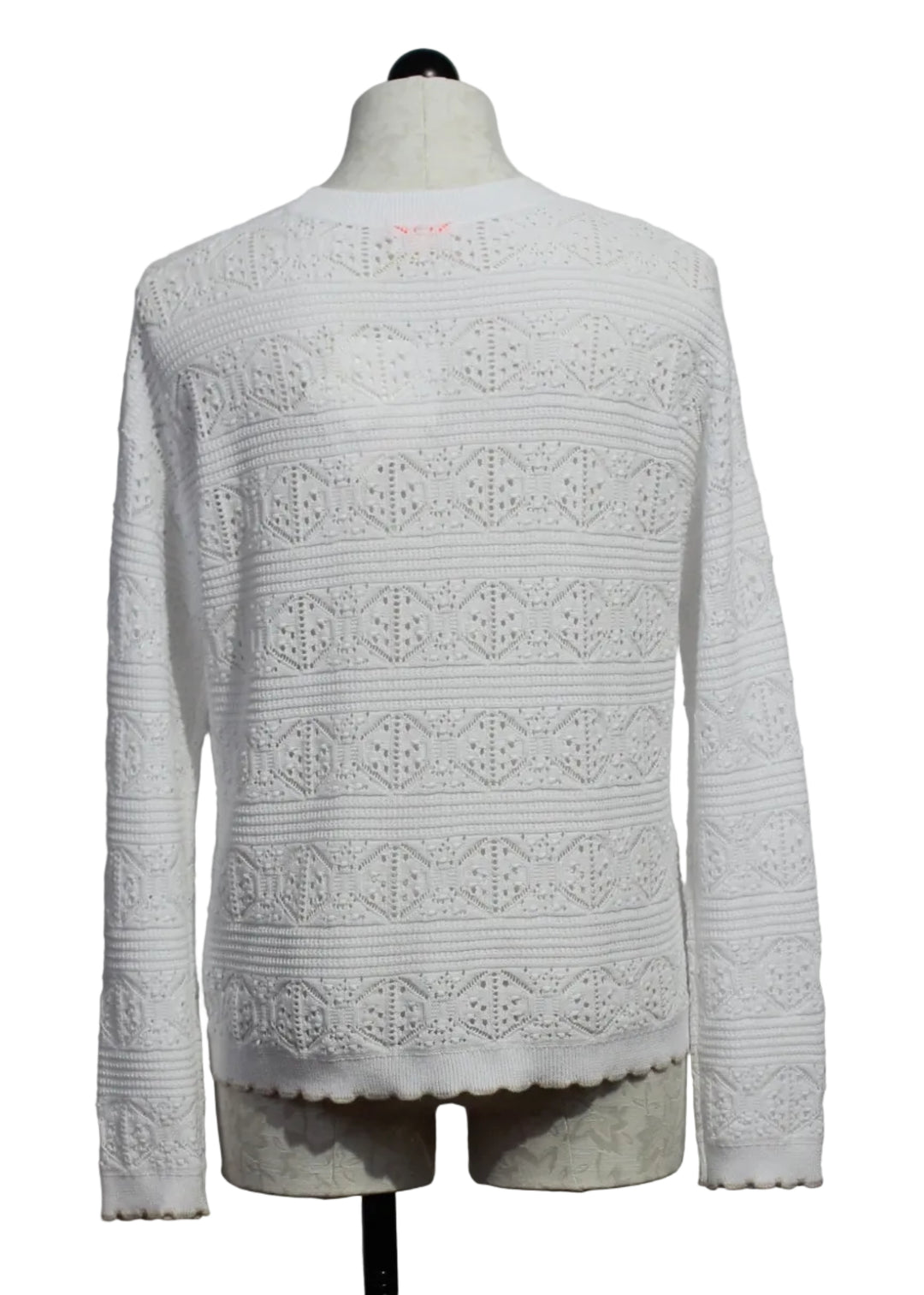back view of White/Taupe Seaside Chic Pullover Sweater by Lisa Todd 