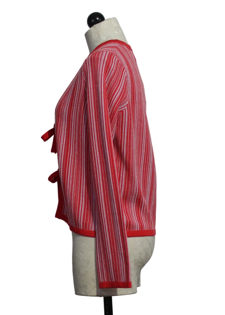 Side view of Sun-Kissed Cardi by Lisa Todd in the Lipstick Combo Color