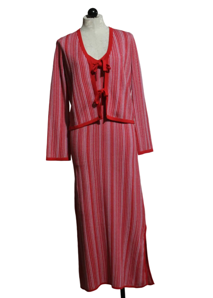 Sun-Kissed Cardi by Lisa Todd in the Lipstick Combo Color paired with the Sun-Kissed Dress by Lisa Todd in the Lipstick Combo Color