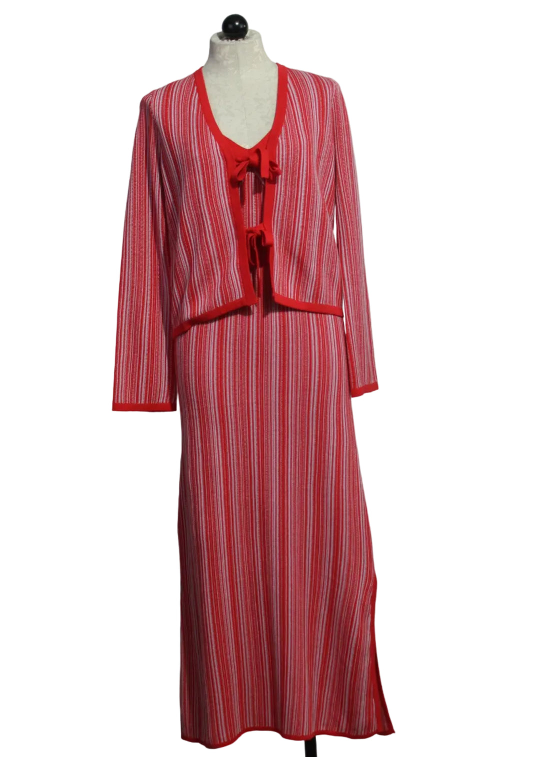 Sunkissed Dress by Lisa Todd in the Lipstick Combo fabric paired with the matching Sunkiseed Cardigan by Lisa Todd