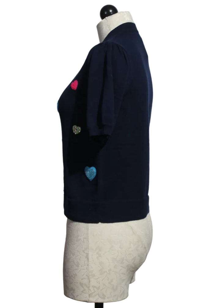 Side View of Navy Royal Flush Sweater by Lisa Todd