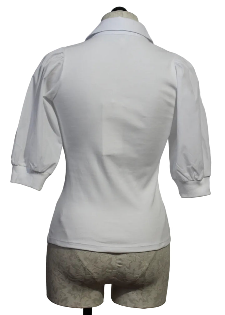 back view of White Pure Rib Collet Top by Lisa Todd