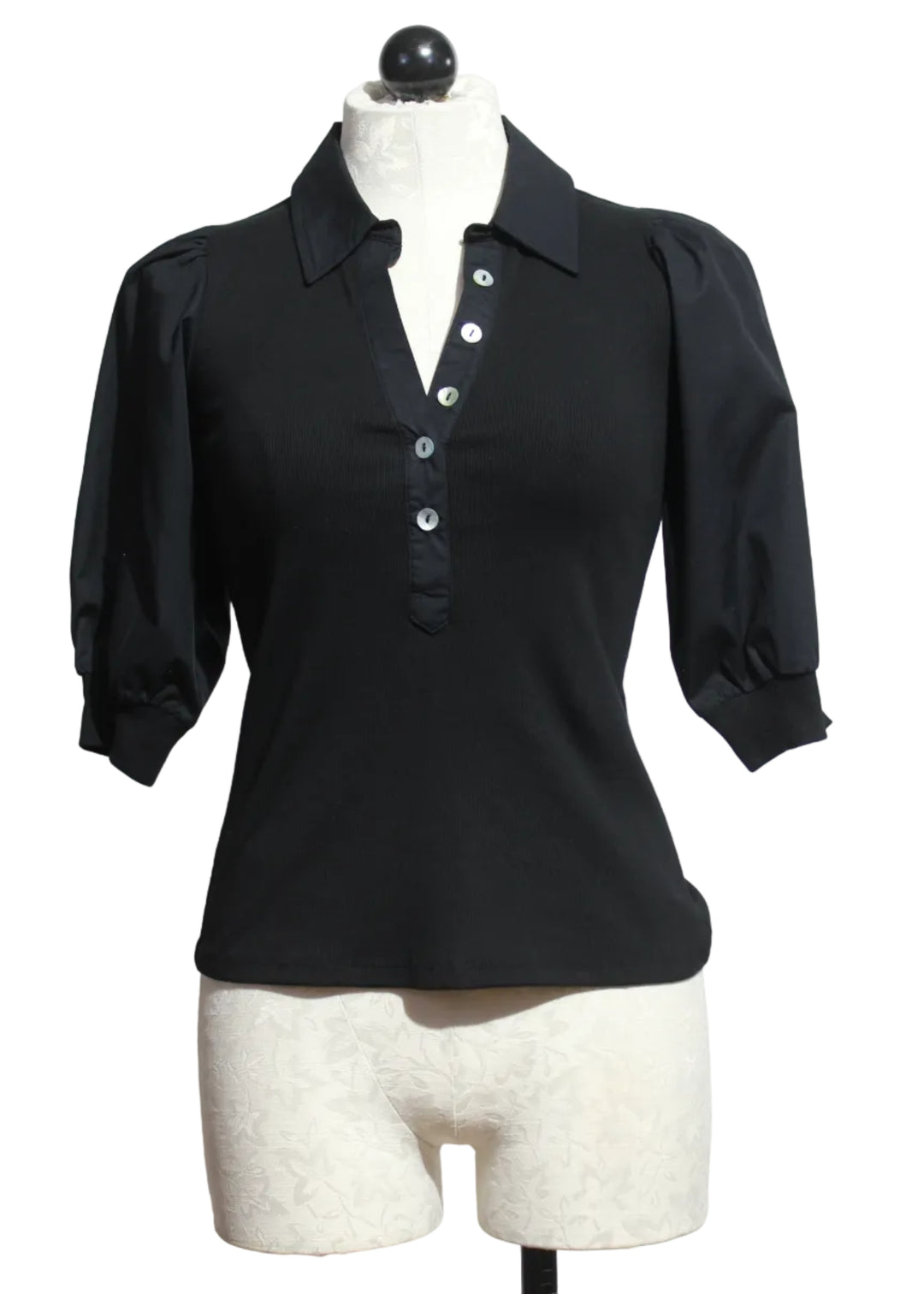 Black Pure Rib Collet Top by Lisa Todd