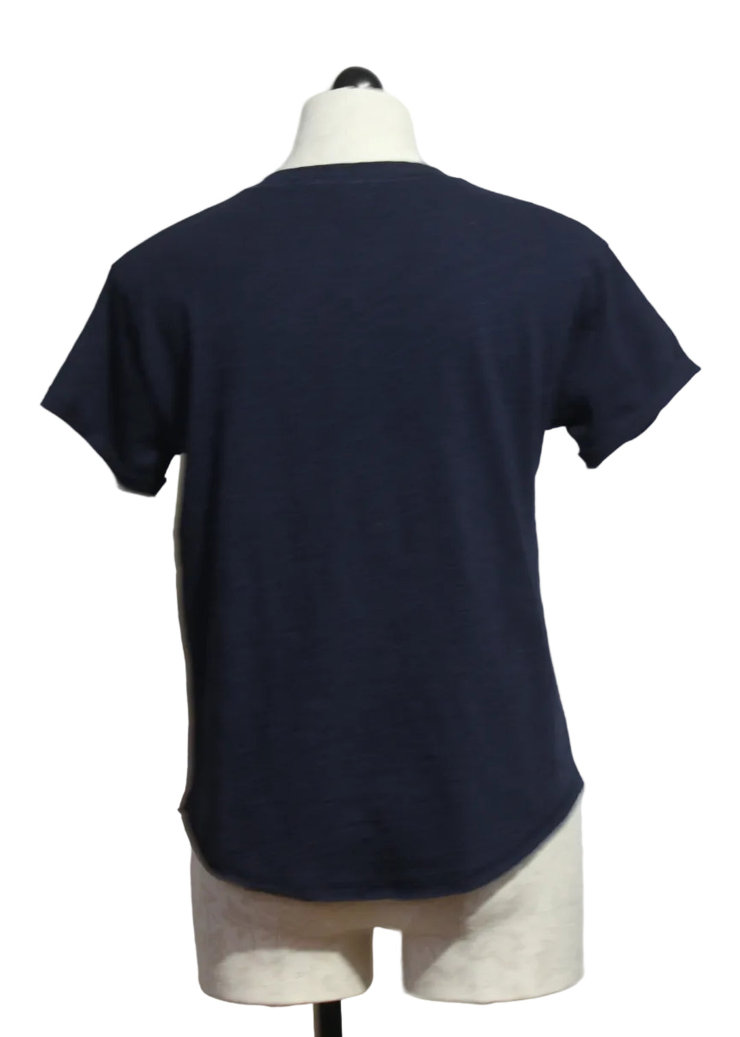 back view of Navy What The Flock Flamingo Embroidered Tee by Lisa Todd