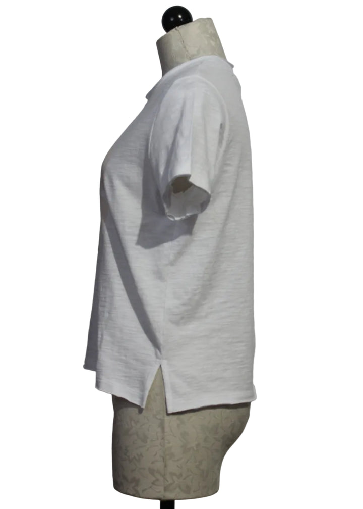 Side view of White Posy Posse Tee by Lisa Todd