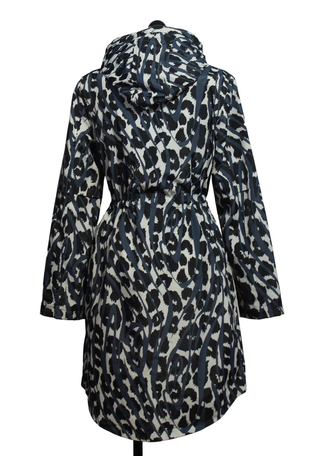 back view of The Ocean Print Hooded Rainjacket by Nikki Jones 