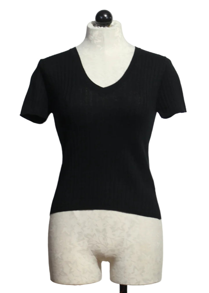 Black colored CCN Barefoot Drift Rib V Tee by Colorush