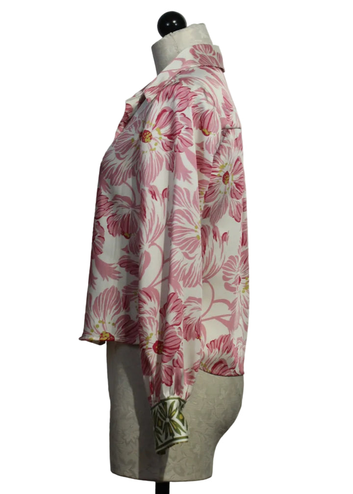 side view of Alexa Lotus Floral Blouse by Drew 