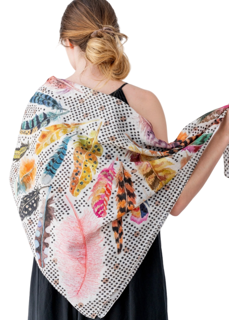 Polka Plumes 40 x 40 Scarf by Betsy Olmsted