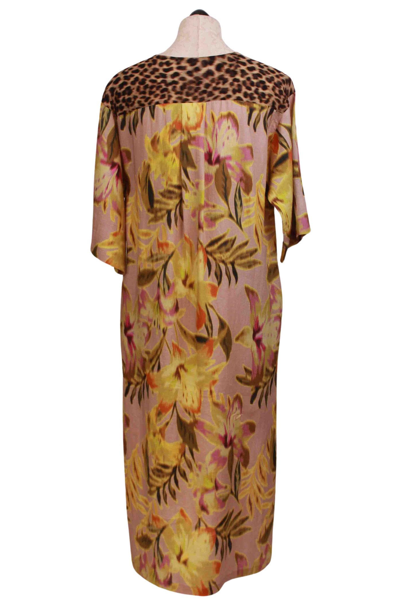 back view of Mixed Pattern Lilly Midi Length Shirt Dress by Alembika