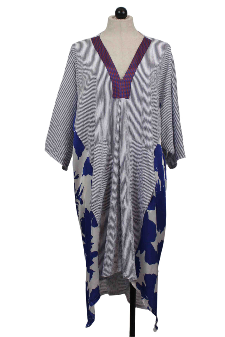 Cerulean Mix Print V Neck Oversized Dress by Alembika