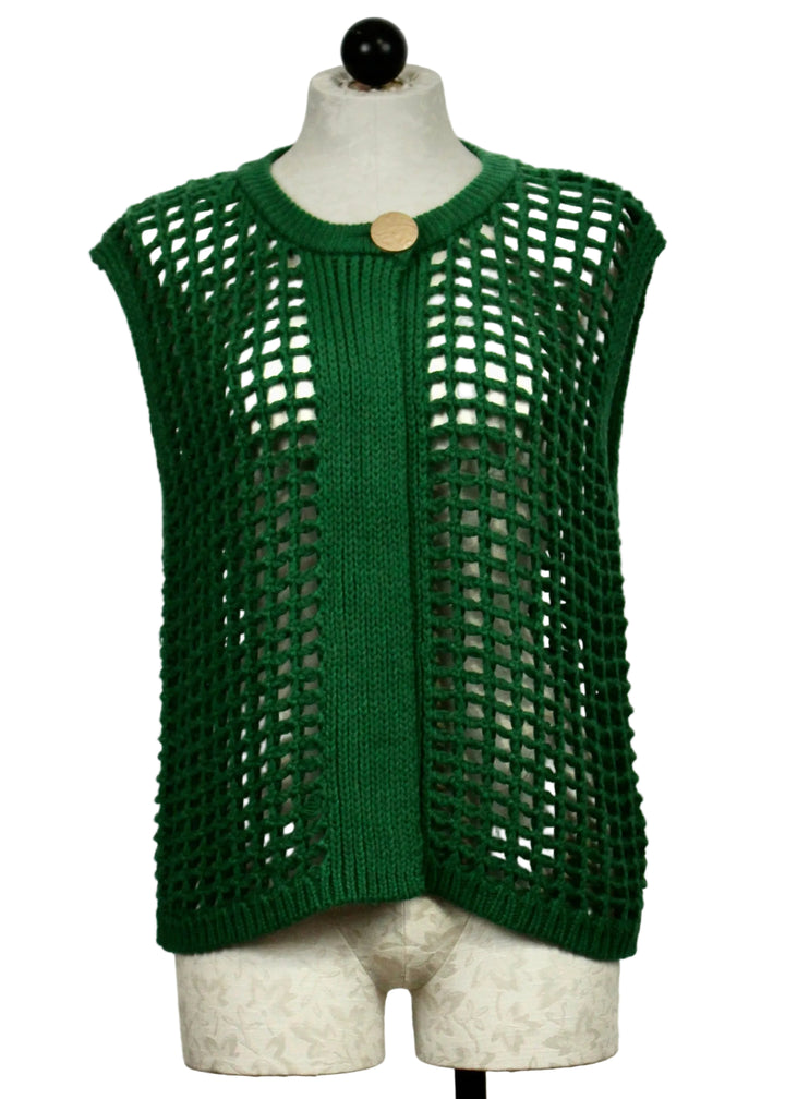 The Wren Vest by Velvet Heart in the Green Foliage color