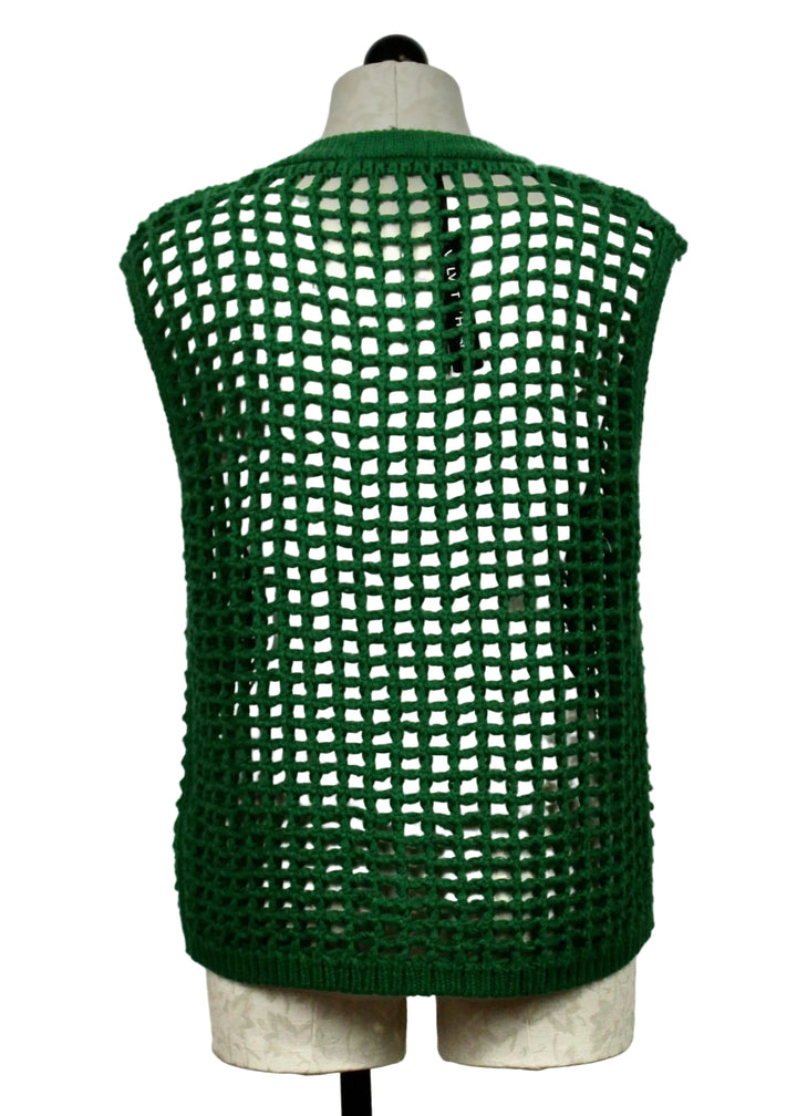back view of The Wren Vest by Velvet Heart in the Green Foliage color