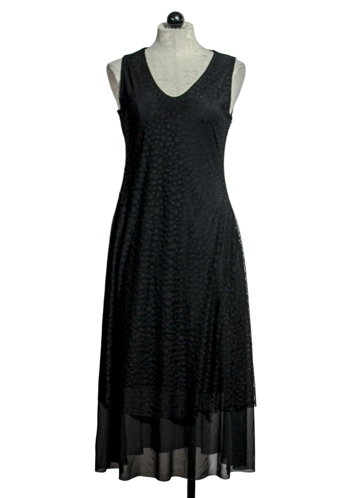 The black sheer polka dot mesh overlay Moana Dress by Kozan 
