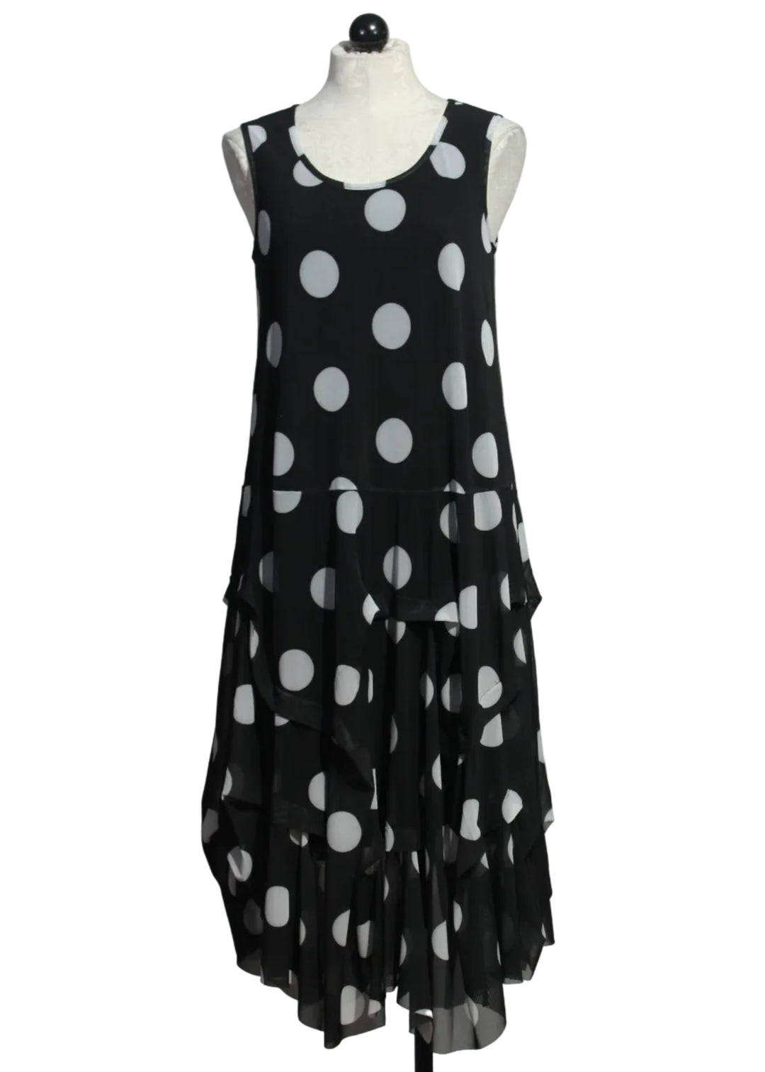 The Martha Dress by Kozan in the black and white polka dot Dalmation print