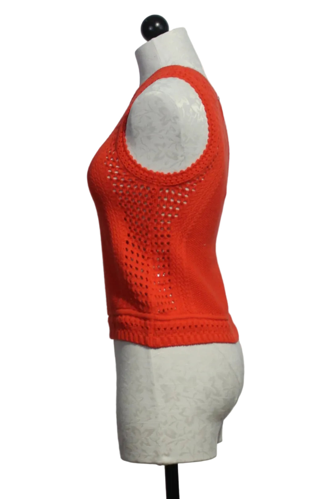 Side view of Red Sleeveless River Sweater by Melissa Nepton