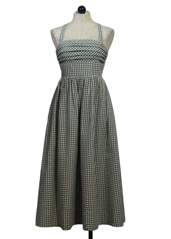 Moss colored Chalmers Halter Midi Dress by Cartolina