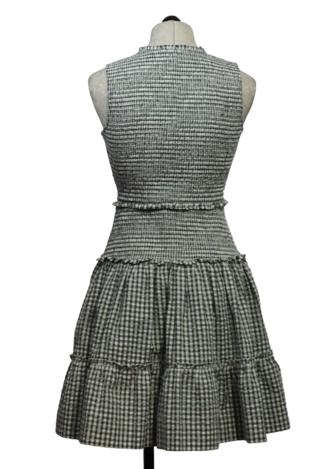 back view of  Cartolina Rhett Mini Dress in Moss