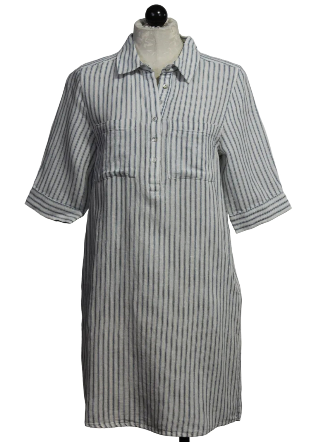 White/Navy Striped Short Sleeve Mitch Dress by Melissa Nepton