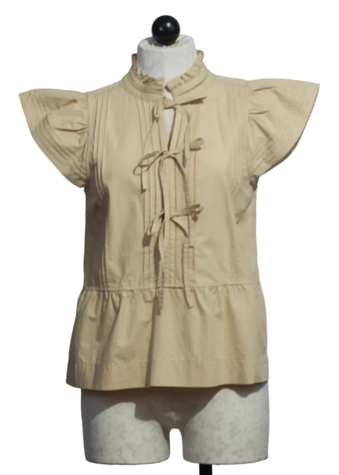 Light Beige Crissy Tie Front Top by Melissa Nepton
