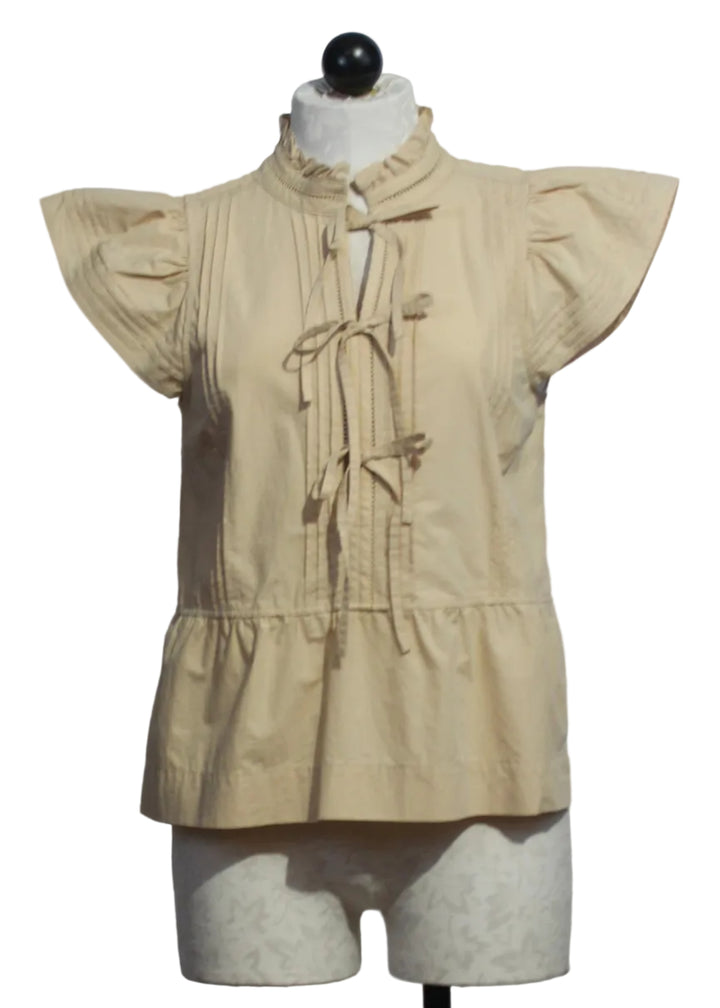 Light Beige Crissy Tie Front Top by Melissa Nepton