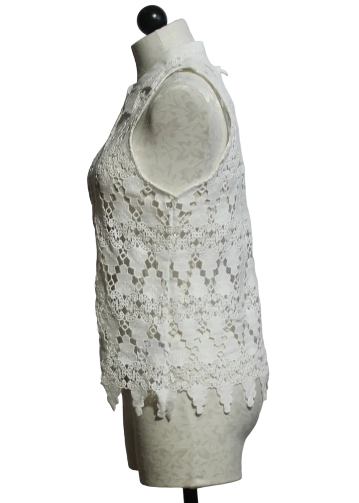 side view of Off-White Violette Sleeveless Shirt by Melissa Nepton