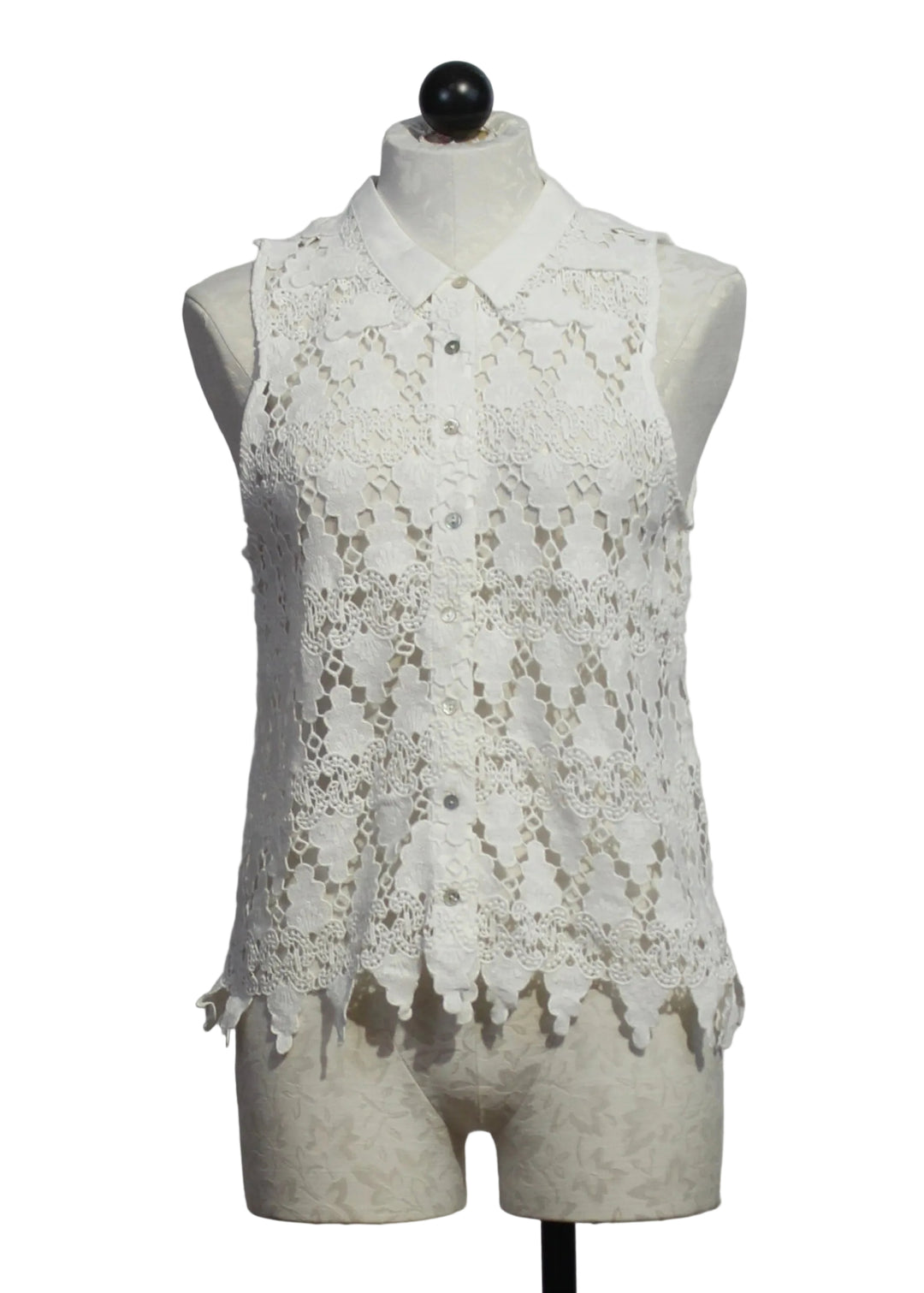 Off-White Violette Sleeveless Shirt by Melissa Nepton