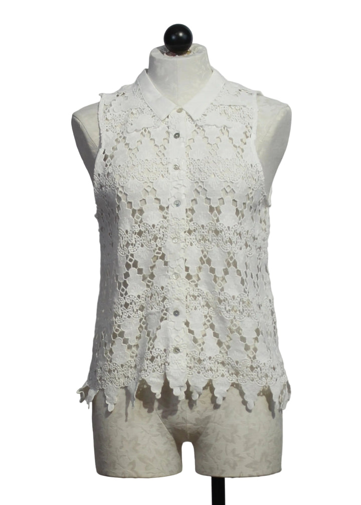 Off-White Violette Sleeveless Shirt by Melissa Nepton