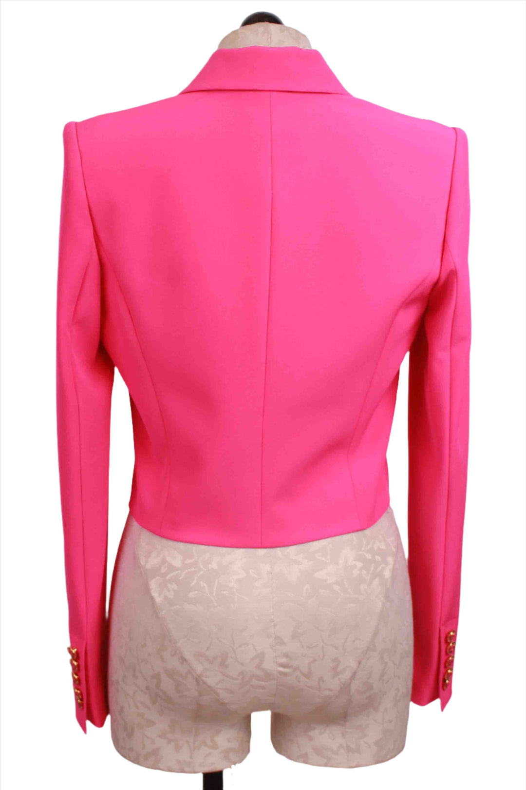 back view of Magenta Colored Oliver Crepe Blazer by Generation Love