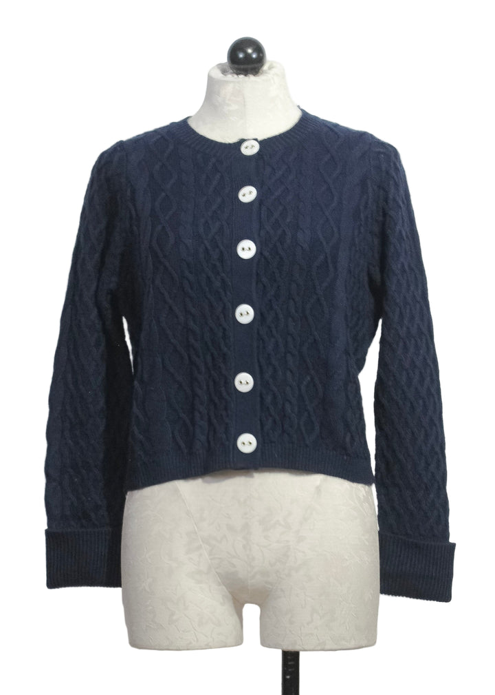 Navy Irish Knit Cardigan by Gretchen Scott