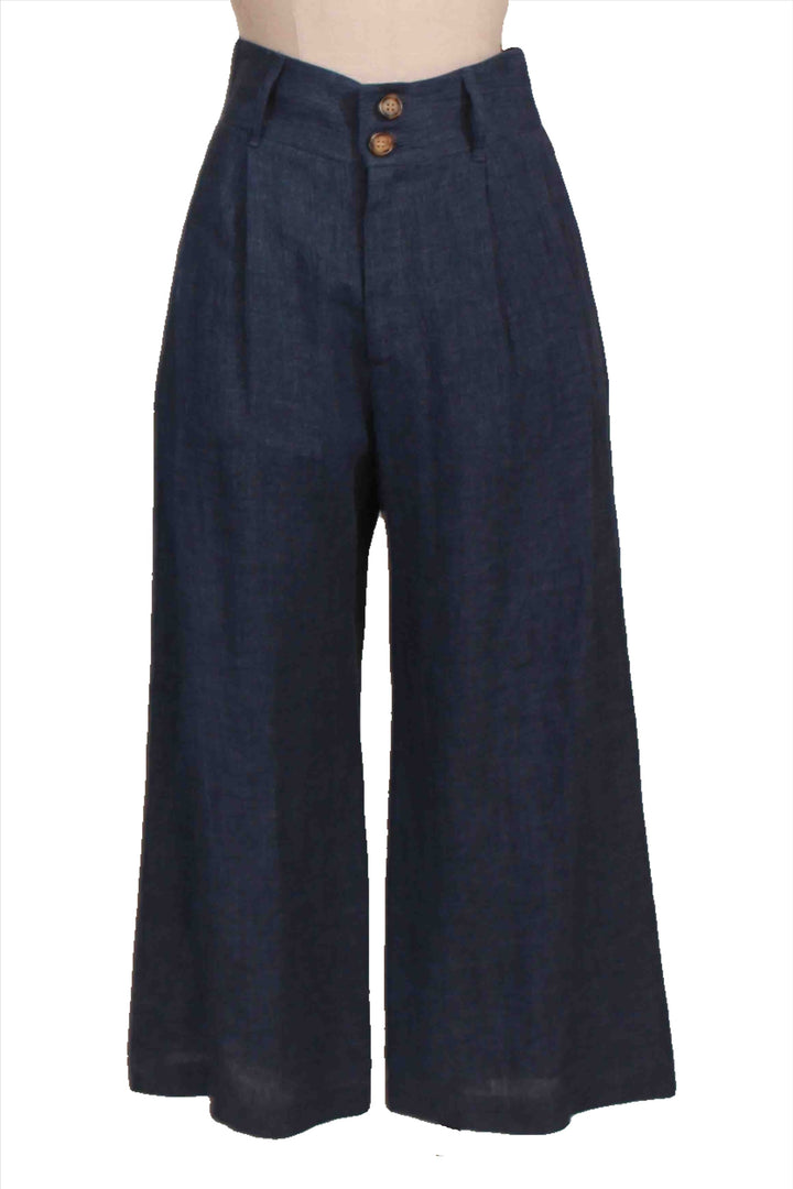 Blue Linen  Sadie Trousers by Fifteen Twenty 