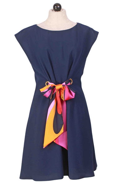 Ink colored Cap Sleeve Sanford Dress by Trina Turk with Scarf Belt
