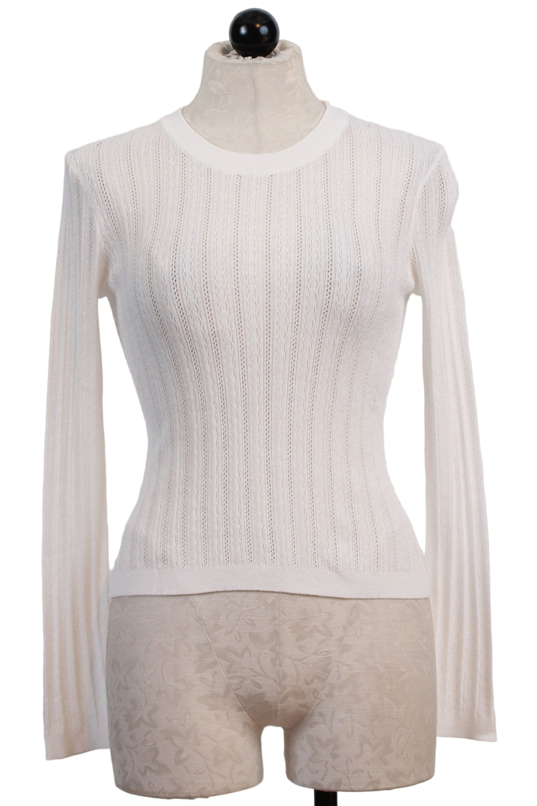 Ivory Long Sleeve Sarafina Pointelle Knit Top by Love the Label