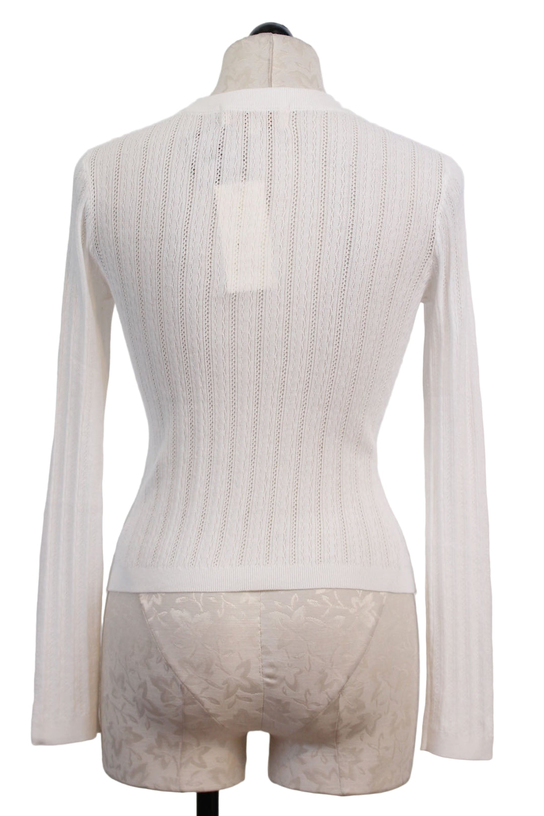 Back view of Ivory Long Sleeve Sarafina Pointelle Knit Top by Love the Label