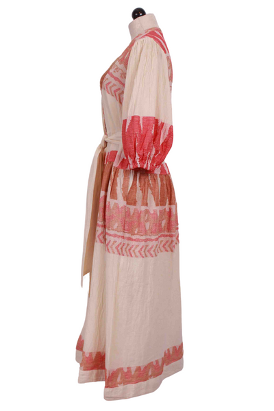 Side view of Belted Button Top Scorpios Maxi Dress by Pearl & Caviar