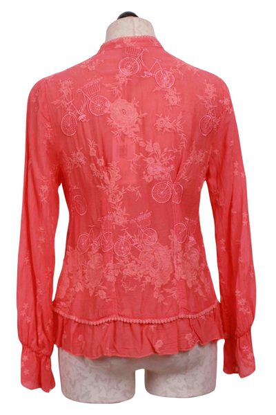 back view of Passion Fruit colored Serene Ryder Blouse by Johnny Was
